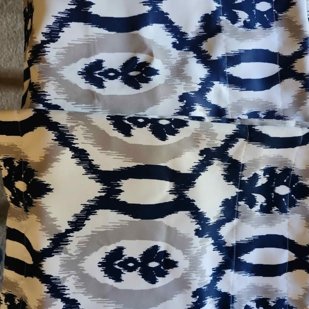 Navy and White Patterned Valences Set Of 2